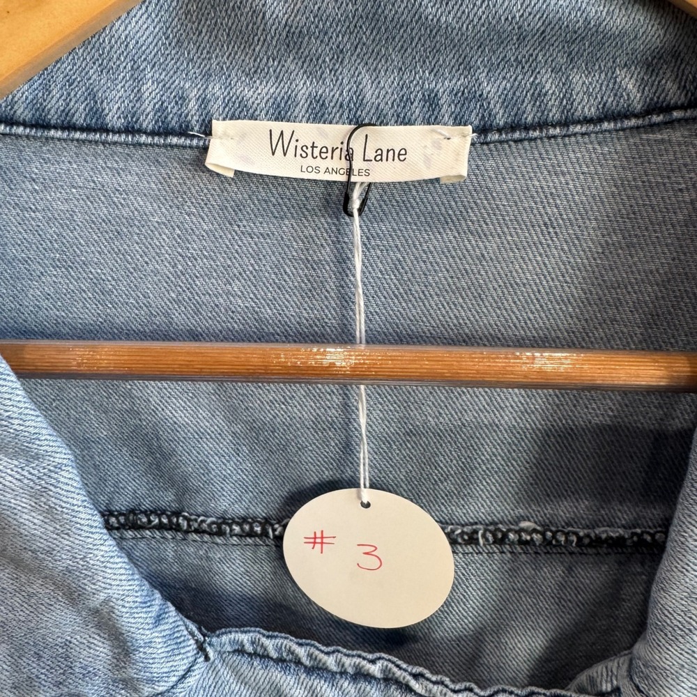 Wisteria Lane Stretch Denim Moto Jacket Zipper Belted NWT $78 X-Large‎ Jean #3 - Picture 6 of 15